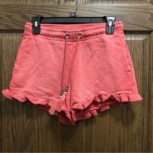 PAIGE High Waist Coral Ruffle Shorts
